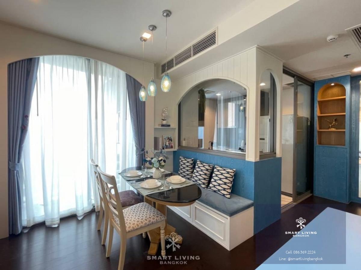 📢👇For rent / sale 2 beds corner unit, only a few units of 2-beds, 85 sqm at The Line Ratchathewi , fully furnished,  unblocked view, nice decoration Santorini style.