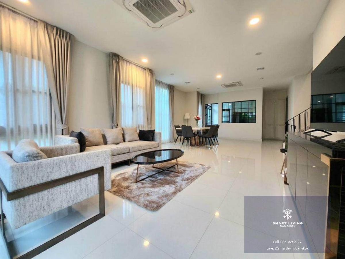 📢👇 New corner single house for rent , never occupied, located in Nantawan Rama 9 - New Krungthepkreetha, a luxury compound with excellent security. Close to Brighton International School, Wellington International School, and Suvarnabhumi Airport. Fully fu