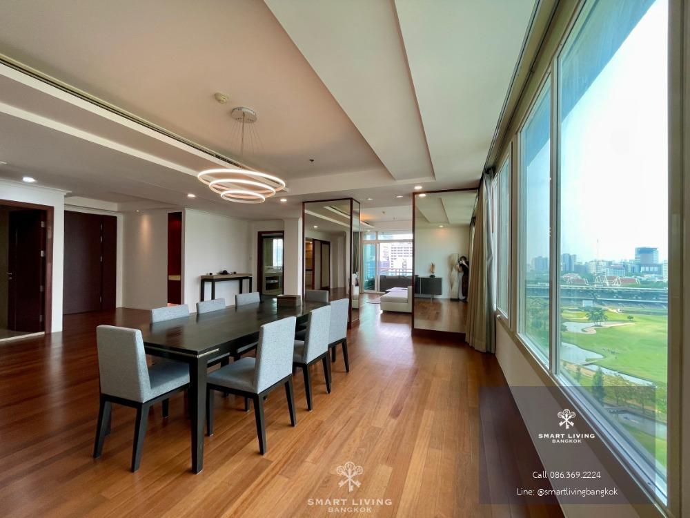 Luxurious condo/4 beds/268 sqm. Spacious living area with city and golf court views, near Lumpini Park. Only 300 meters from BTS. Private lift access to each floor. Rent at 200,000 B.