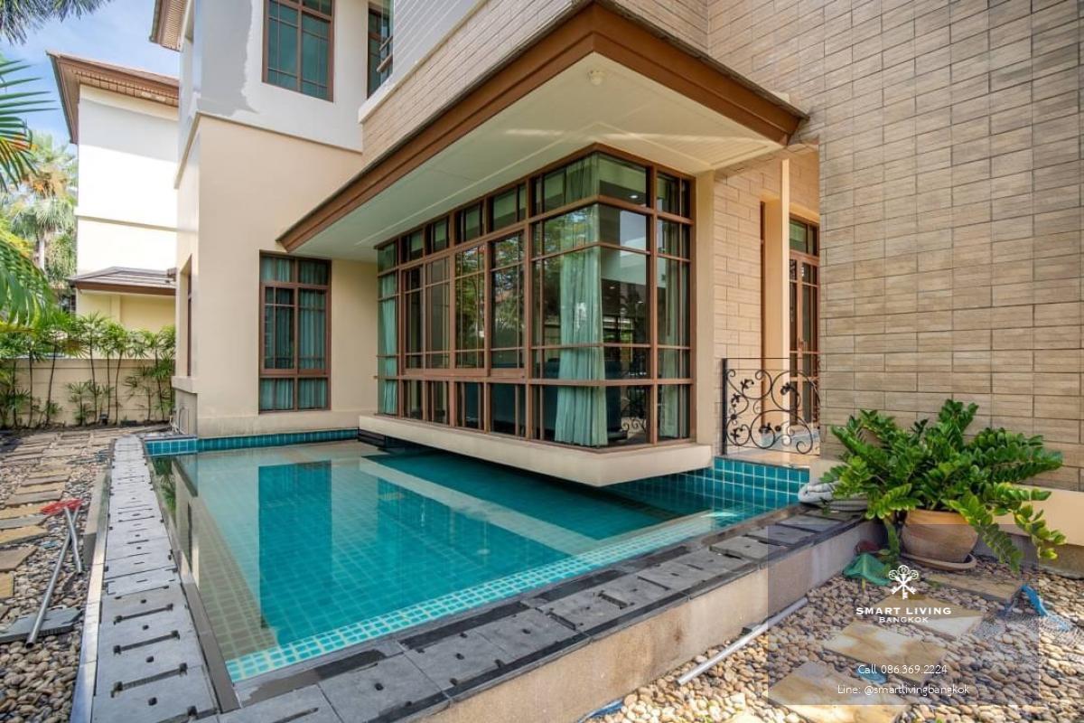 📢👇Luxury corner unit house with private pool and Jacuzzi for rent / sale in nice quiet and shady village with good security in the heart of BKK near  St.Andrews International School Bangkok, Bangkok Adventist International School, Astra Academy Internatio