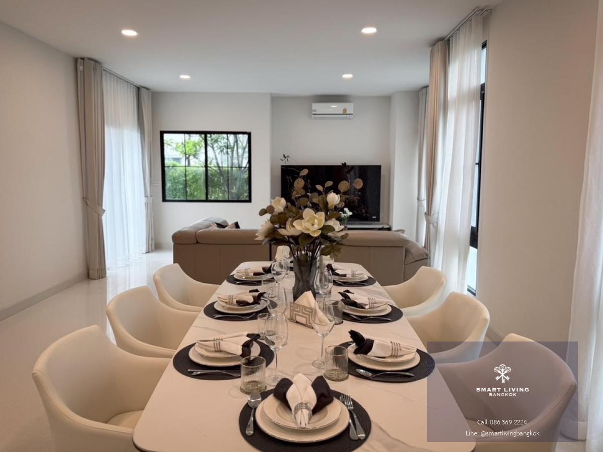 📢👇 New corner house for rent , never occupied, located in Nantawan Rama 9 - New Krungthepkreetha, a luxury compound with excellent security. Close to Brighton International School, Wellington International School, and Suvarnabhumi Airport. Fully furnished