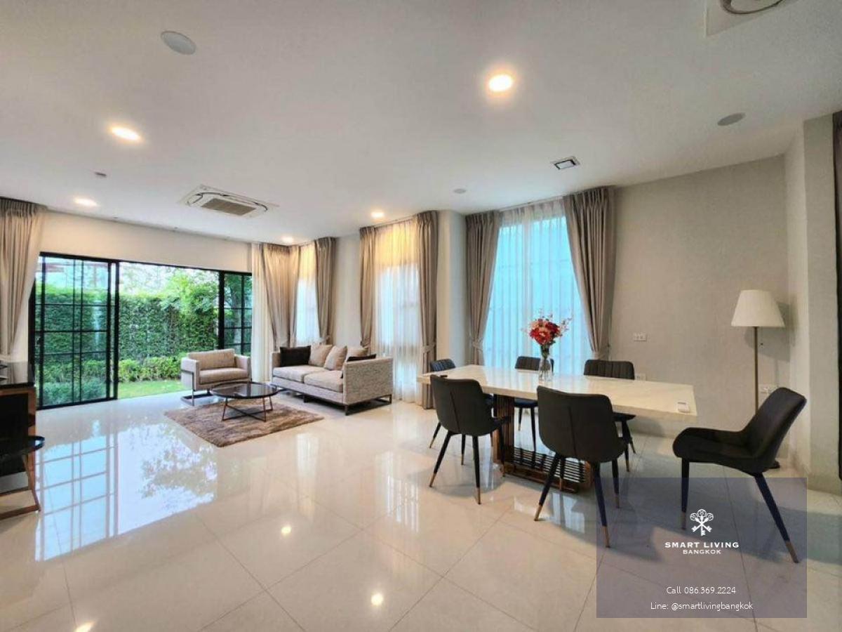 📢👇 New corner single house for rent , never occupied, located in Nantawan Rama 9 - New Krungthepkreetha, a luxury compound with excellent security. Close to Brighton International School, Wellington International School, and Suvarnabhumi Airport. Fully fu